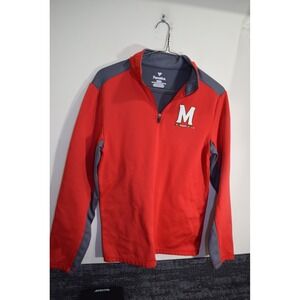 Fanatics Maryland Terrapins Mens M SNUG FIT Red Gray Quarter Zip Fleece Pullover